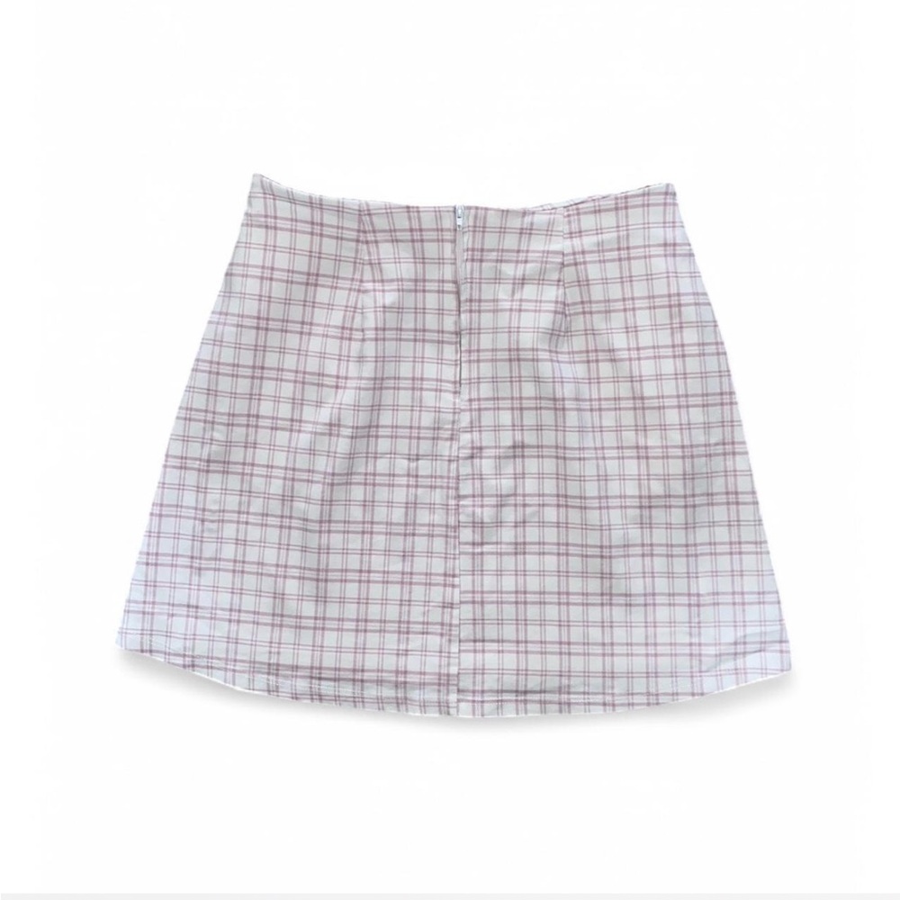 Vintage Y2K pink and white plaid mini skirt Made in USA size M - Picture 4 of 4